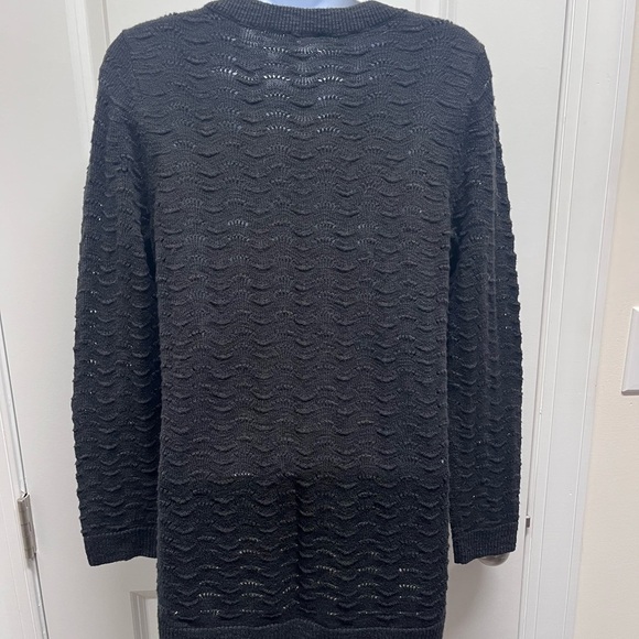 Talbots Soft Cotton Blend Pointelle Knit Black V Neck Sweater Size Medium - Picture 5 of 9